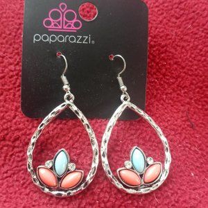 Paparazzi Lotus Faux Turquoise/Coral Earrings